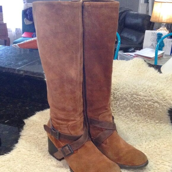 BOC "Dakota" Suede Boots, "11", Western, Equestrian, Avant Garde, Quiet Lux Chic - Picture 1 of 9